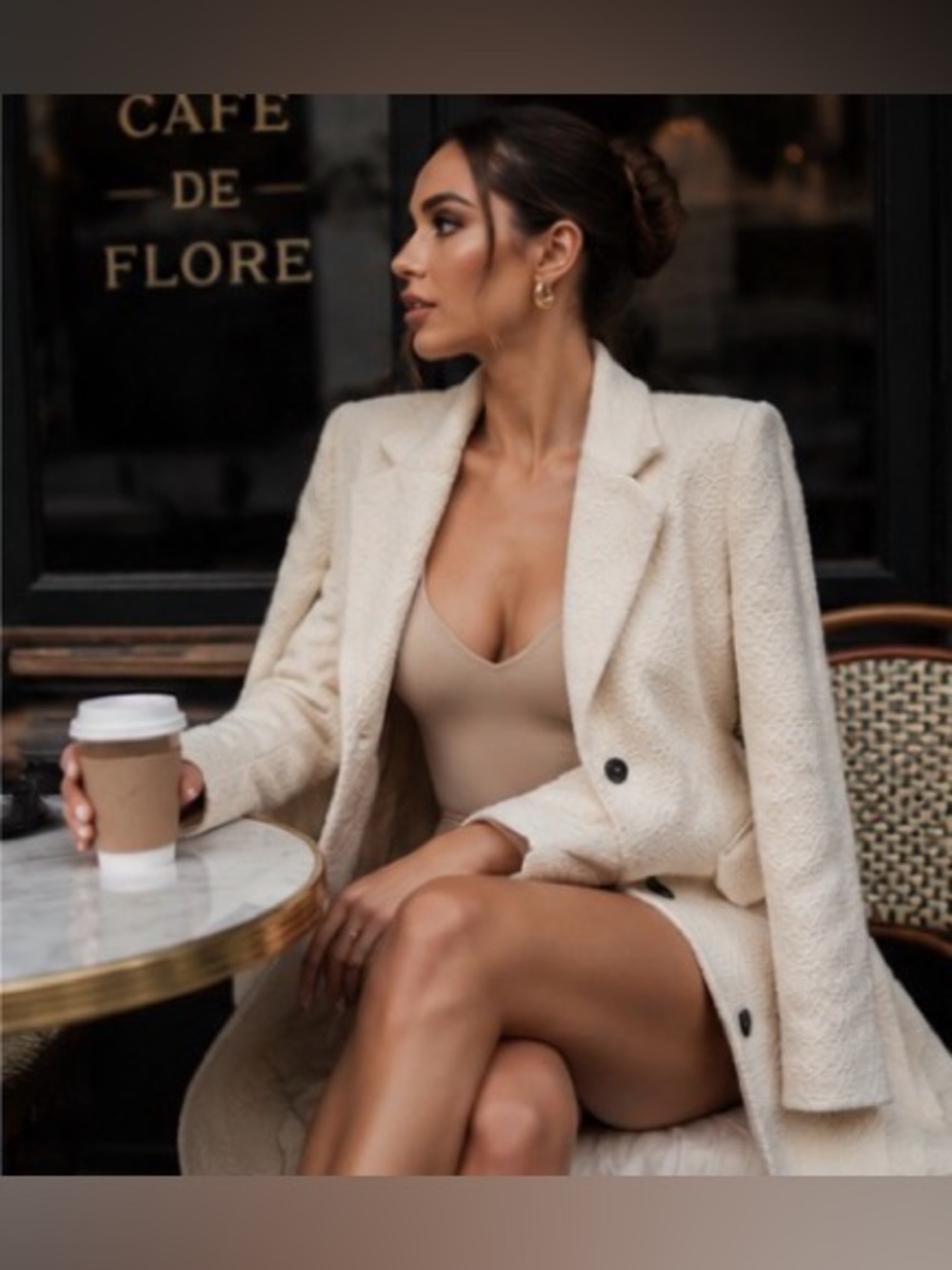 Manière De Voir Boucle Tweed Coat Dress Cream Old Money Sofia Richie NWT 0 - Picture 3 of 11
